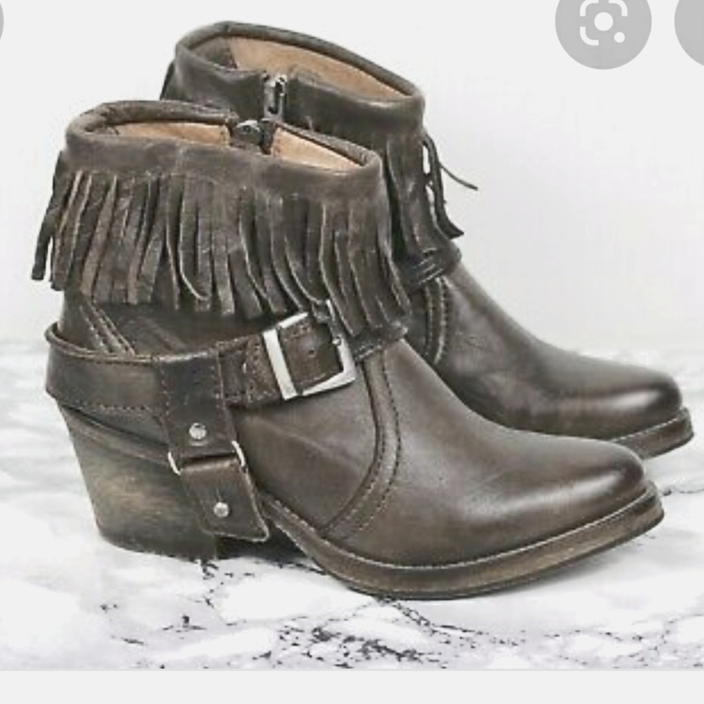 Allsaints Bonny Valley distressed fringed booty